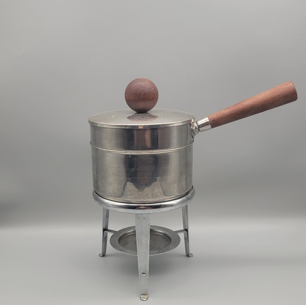 Vintage Fondue Pot Ernest Sohn mid Century modern Stainless steel chafing dish - Picture 2 of 7